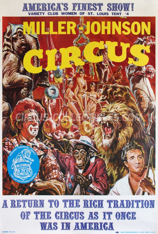 Miller-Johnson Circus Circus Poster - USA, 1974