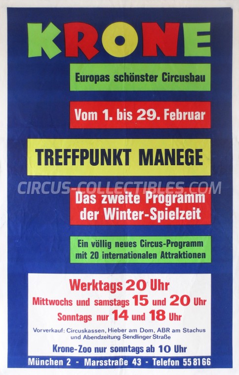 Krone Circus Poster - Germany, 1972