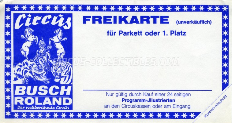 Busch-Roland Circus Ticket/Flyer -  0