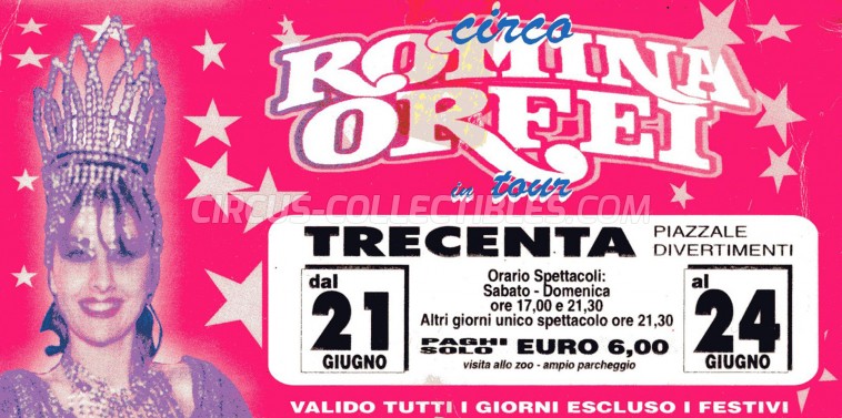 Romina Orfei Circus Ticket/Flyer - Italy 0