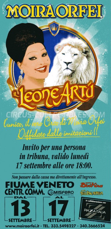 Moira Orfei Circus Ticket/Flyer - Italy 2012
