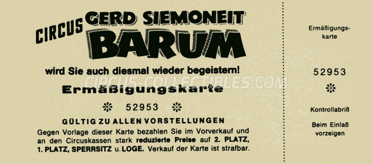 Barum Circus Ticket/Flyer -  0