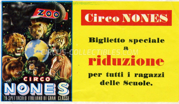 Nones Circus Ticket/Flyer -  1971
