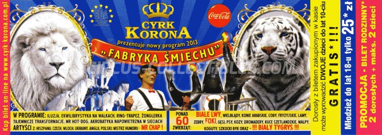 Korona Circus Ticket/Flyer -  2013