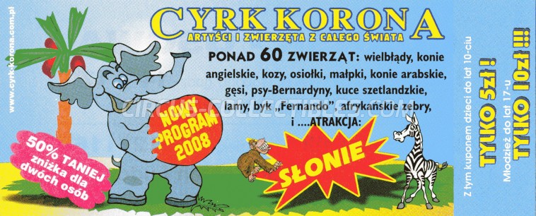Korona Circus Ticket/Flyer -  2008