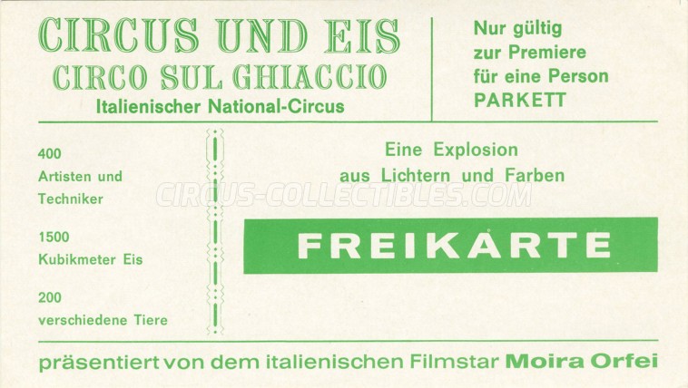 Moira Orfei Circus Ticket/Flyer - Germany 1973