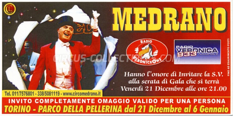 Medrano (Casartelli) Circus Ticket/Flyer - Italy 2007