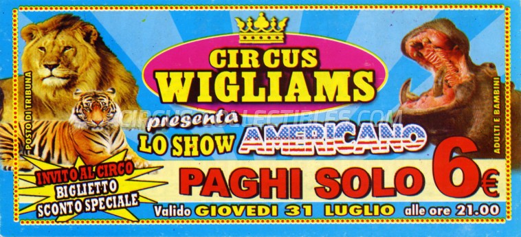 Wigliams Circus Ticket/Flyer - Italy 2014