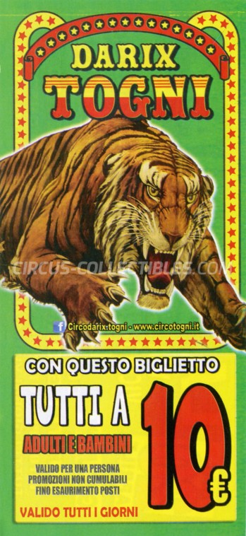 Darix Togni Circus Ticket/Flyer - Italy 2019