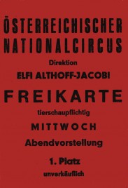 Österreichischer Nationalcircus Elfi Althoff-Jacobi Circus Ticket - 0