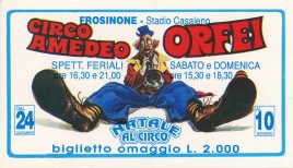 Circo Amedeo Orfei Circus Ticket - 1992