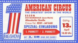 American Circus Circus Ticket - 1980